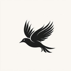 Obraz premium A stylized black bird in flight graceful wings soaring