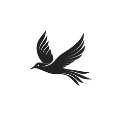 Obraz premium Black Bird Soaring Gracefully In Flight