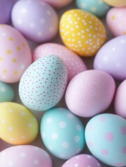 Colorful pastel easter eggs with dotted patterns for spring celebrations