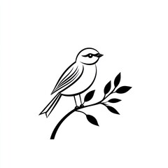 Fototapeta premium A stylized bird perched on a leafy branch