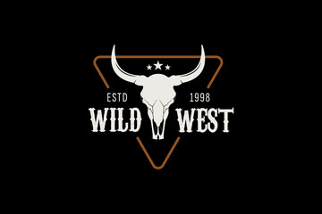 Texas Longhorn Buffalo Bull Cattle Livestock Farm Ranch countryside Country Western Vintage Label Logo Design