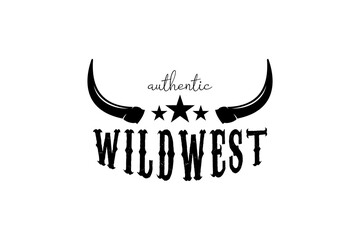 Texas Longhorn Buffalo Bull Cattle Livestock Farm Ranch countryside Country Western Vintage Label Logo Design