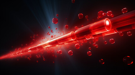 Website pages flying through a clear digital tube with glowing gradient rays on a black tech background.

