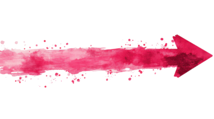 Pink Arrow up line hand drawn on transparent background
