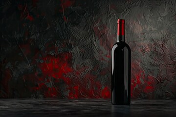 Clear Pixel Image of Bottle of Wine on the Table on a Dark Background