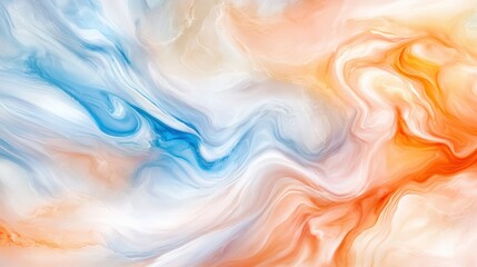 Obraz premium A gentle mix of pastel peach, powder blue, and soft white swirls forming an abstract marble texture