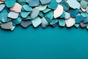 Obraz premium Abstract background texture banner with colorful pebbles calm environment top view design