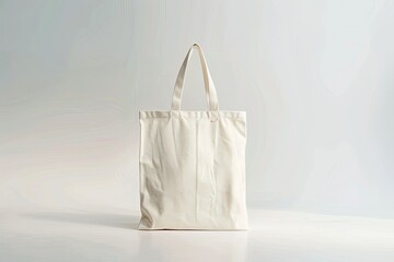 Detailed Color Image of Cotton Tote Bag on White Background Mockup for Design