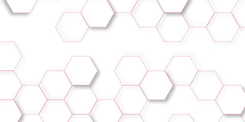 Modern simple style seamless pattern with hexagonal graphic design. Geometric art deco texture mosaic white background. abstract molecular structures in technology, wallpaper background, vector.	