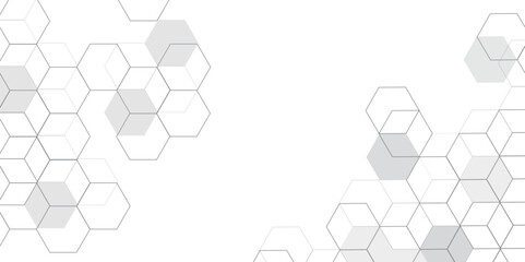 Abstract hexagon background. Futuristic abstract honeycomb mosaic grey technology background. Surface polygon pattern with glowing hexagon paper texture and futuristic business. graphic concept.	
