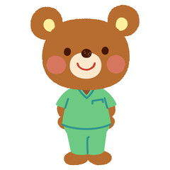 スクラブを着たクマのお医者さん