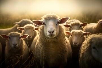 Obraz premium Sheep herd livestock animal.