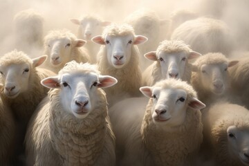 Fototapeta premium Sheep herd livestock animal.