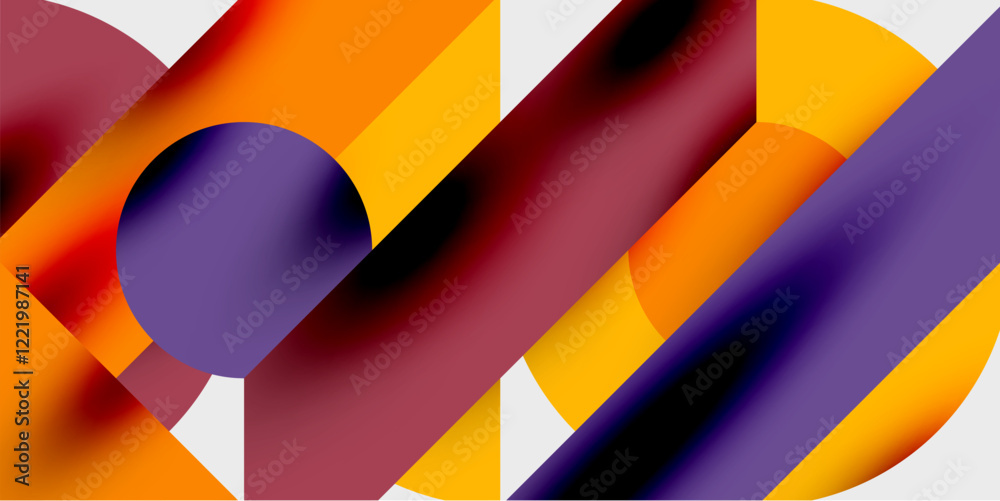 Poster Modern abstract background featuring circles, lines, and triangles in a dynamic geometric composition. Perfect for stylish, tech, or creative-themed designs