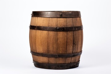 Obraz premium Old wooden barrel keg white background refreshment.
