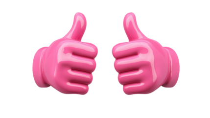Pink emoji emoticon , showing thumb up, like gesture on transparent background