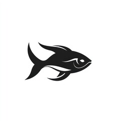 Obraz premium Stylized Black Fish Design Aquatic Logo Illustration
