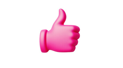 Pink emoji emoticon , showing thumb up, like gesture on transparent background