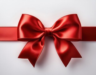 Red bow isolated on transparent on solid white background