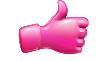 Pink emoji emoticon , showing thumb up, like gesture on transparent background