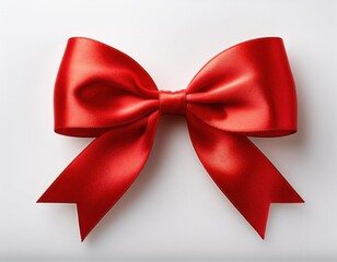 Fototapeta premium Red bow isolated on transparent on solid white background
