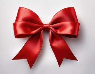 Fototapeta premium Red bow isolated on transparent on solid white background
