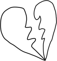 Brocken heart isolated on white background 