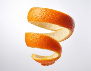 Spiral orange peel twist isolated on solid white background
