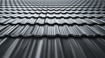 Close-up of a metal roof with a gray pattern, 3D rendering