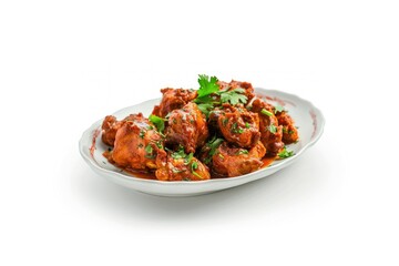 Fototapeta premium Spicy chicken curry garnished herbs