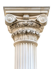 Obraz premium A detailed close up of an intricately carved ionic column capital, showcasing classical architectural design elements.
