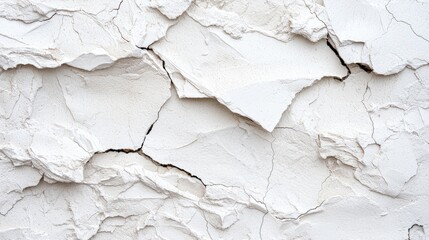 Cracked white wall texture, close-up detail. Background shows weathered surface. Useful for design or texture overlays