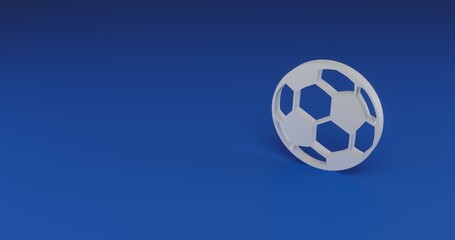 Fototapeta premium Isolated realistic white football symbol with shadow. Located on the right side of the scene. 3d illustration on transparent background