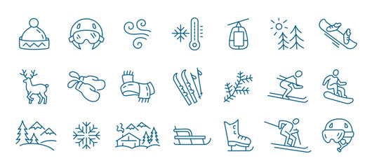 Naklejka premium Winter sports and entertainment icons set