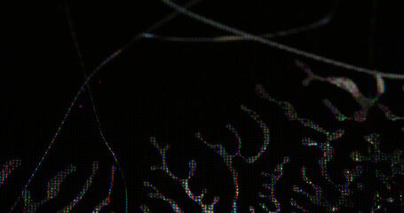 Distorted monitor. Broken matrix. Wavy leakage black liquid on damaged glass screen surface smartphone LCD TV computer. Defocused glitch texture.