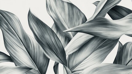 Monochrome leaf pattern, studio backdrop, botanical print, design element