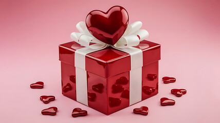 Valentine's Day Gift Red Box with Heart Ornament