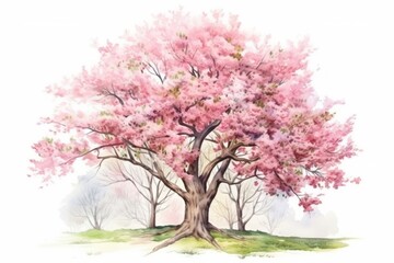 Obraz premium Illustration of spring tree art painting blossom.