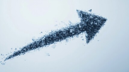 Shattered arrow ascending, light background, growth concept