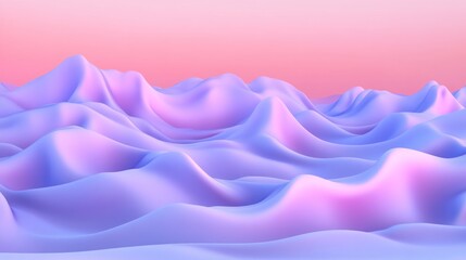 Obraz premium Pastel waves, digital landscape, pink sunset, abstract background, website design