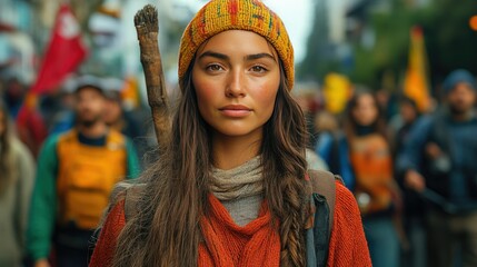 Fototapeta premium Diverse community rally for climate action in the US