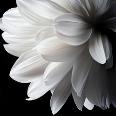 White flower petals, close-up, dark background, studio shot, website design