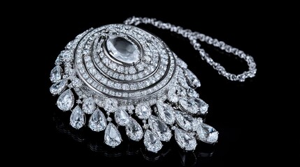 Sparkling Diamond Pendant, Black Background, Jewelry Photography, Luxury Ad