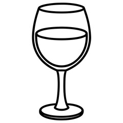 Simple Wine Glass Line Art