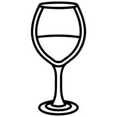 Simple Wine Glass Line Art