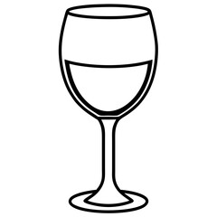 Simple Wine Glass Line Art