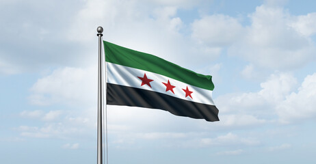 Syrian Arab Republic and Flag Of Syria as a symbol Damascus Aleppo Homs Latakia as a Middle eastern country representing Diplomacy and security.