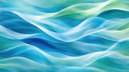 Obraz premium Abstract Wavy Pattern in Shades of Blue and Green Watercolors