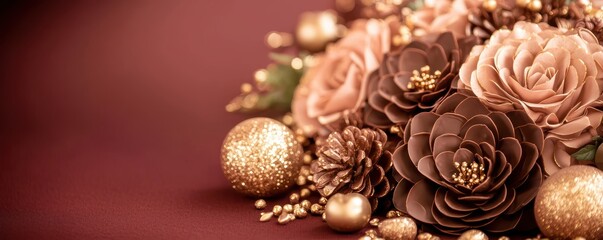 Gorgeous chocolate flower arrangement with golden details for valentine's day
