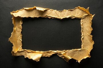 Golden torn paper frame design for business presentations and marketing materials